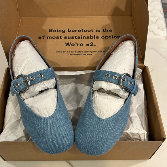 Reformation Bethany Ballet Flat in Denim - New In Box - Picture 1 of 5